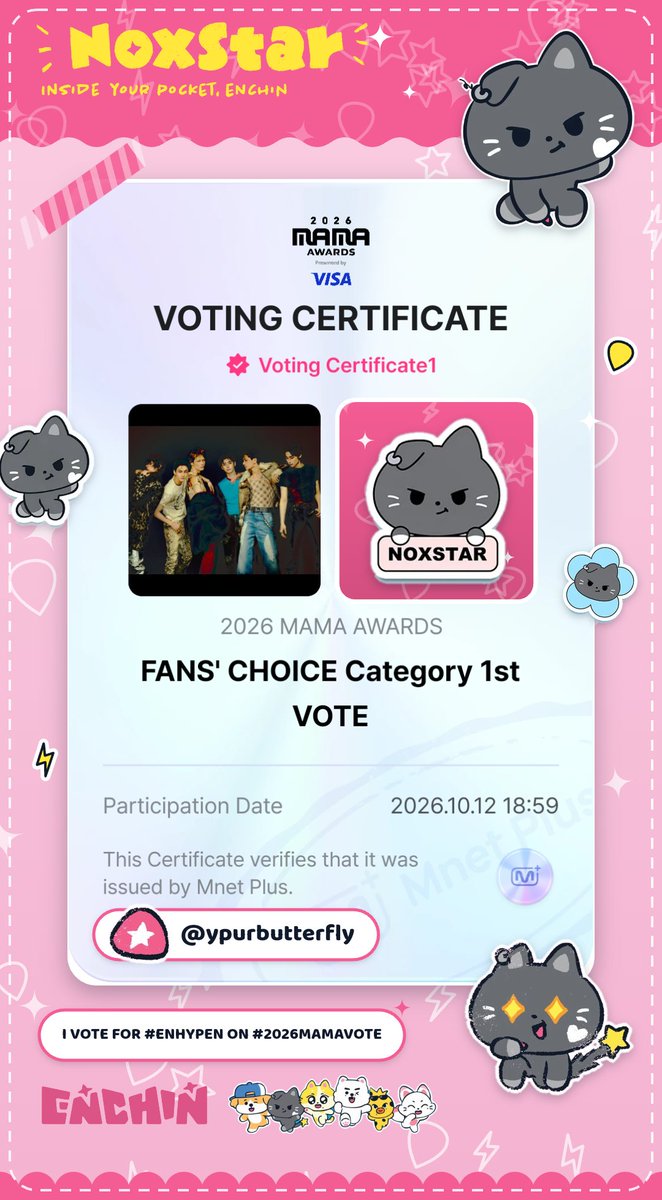 ypurbutterfly's tweet photo. R1 - D1
All love for #ENHYPEN #2026MAMAVOTE https://t.co/79WyoTjJrR