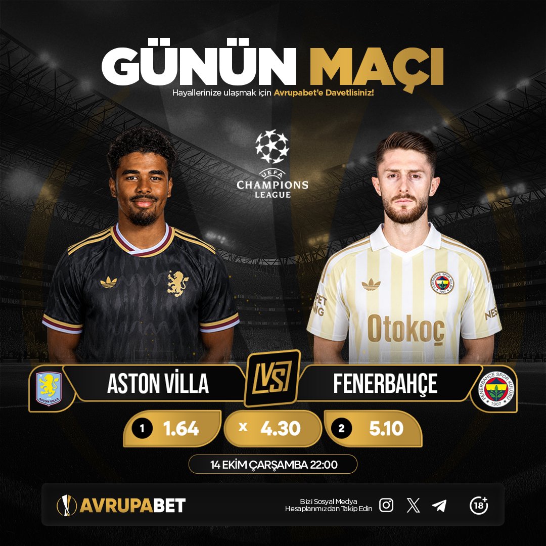 mizahavrupa_'s tweet photo. 🏆👑 Temsilcimizin Şampiyonlar Ligi heyecanında Avrupabet'te 500₺ Nakit kazan!

💵 Aston V. - Fenerbahçe maçının skorunu doğru tahmin et 500₺ Freebet kazanma şansını yakala!

✅ X hesabımızı takip et, 
🤑 Kullanıcı adınla beraber tahminini bırak! 

🐦  https://t.co/rhmY5nj77R https://t.co/GHAwWEh1Hf