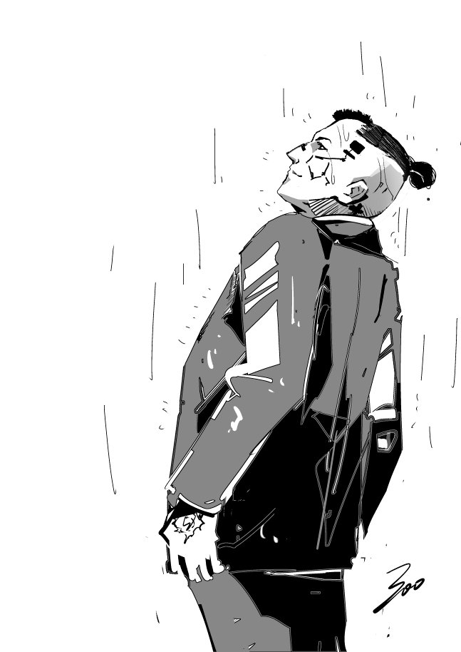 300syumibito's tweet photo. #Cyberpunk2077 #fanart　  Jackie☔💧💧 https://t.co/dfoBpLV9gH