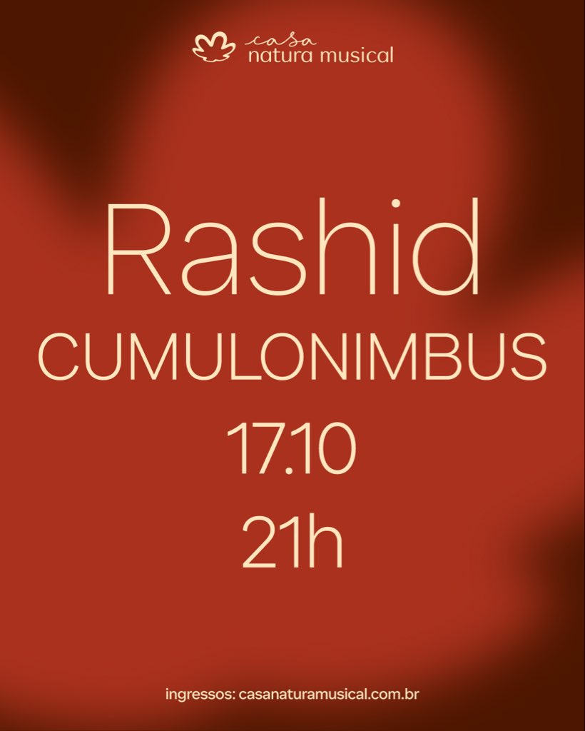 MCRashid's tweet photo. Nesse sábado, show de lançamento do álbum CUMULONIMBUS na Casa Natura Musical, em SP.

ÚLTIMOS INGRESSOS

https://t.co/OzEPThKdRC https://t.co/t7svmJ5KgJ