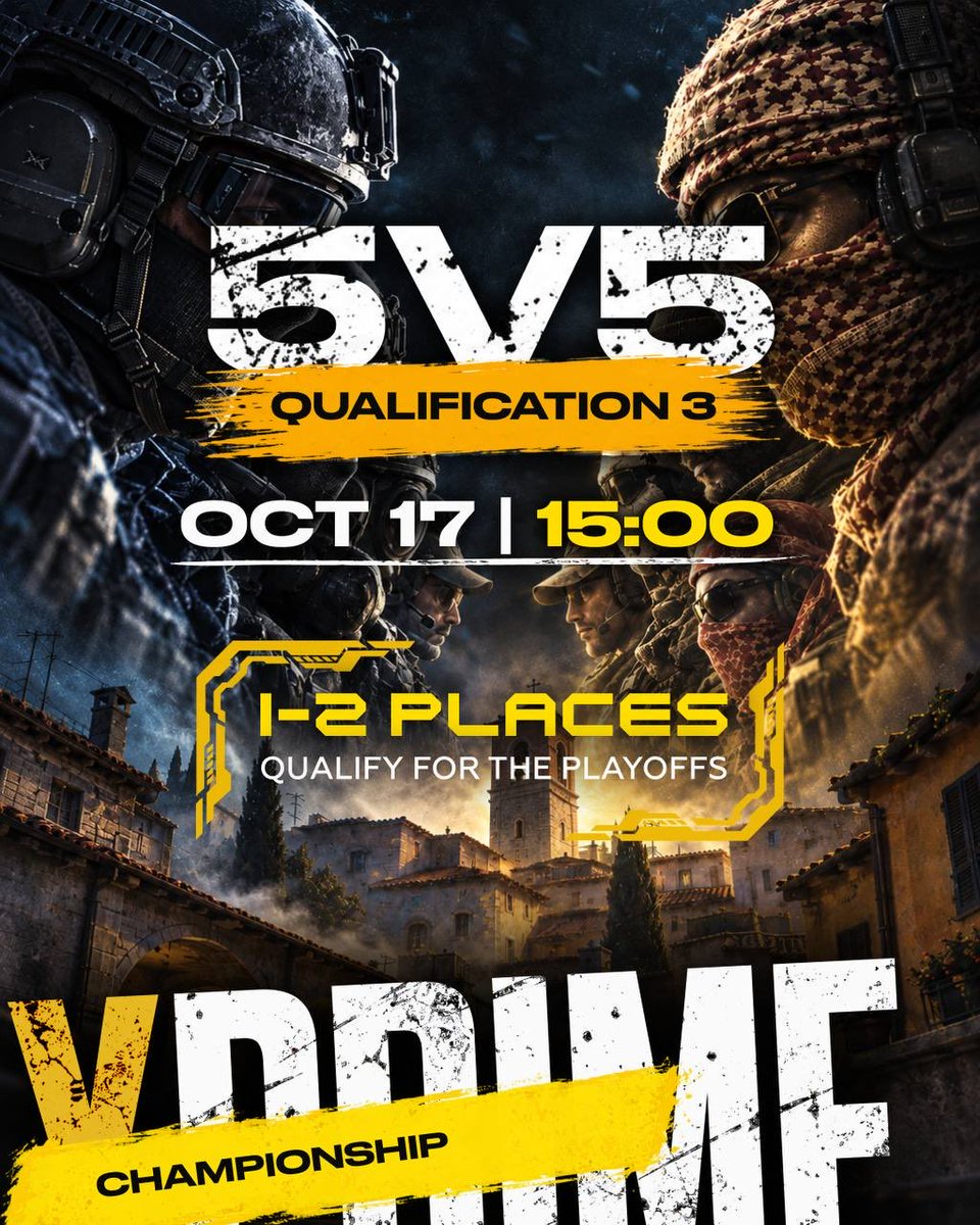 XPrime_gg's tweet photo. 🔥 XPRIME Championship: Qualifications 3 & 4 are here!

The battle continues, and the stakes are higher than ever! Only the top 2 teams from each qualification will secure their spot in the Playoffs.

📅 Schedule:
▫️ Qualification 3: Oct 17 | 15:00
▫️ Qualification 4: Oct 18 | 15:00  

⚔️ Format: 5v5
🏆 Goal: 1st & 2nd places qualify 
directly to the Playoffs.

Assemble your roster, gear up, and claim your spot at the top! 🎯

🔗 Link to register https://t.co/5CpxJSd1VF