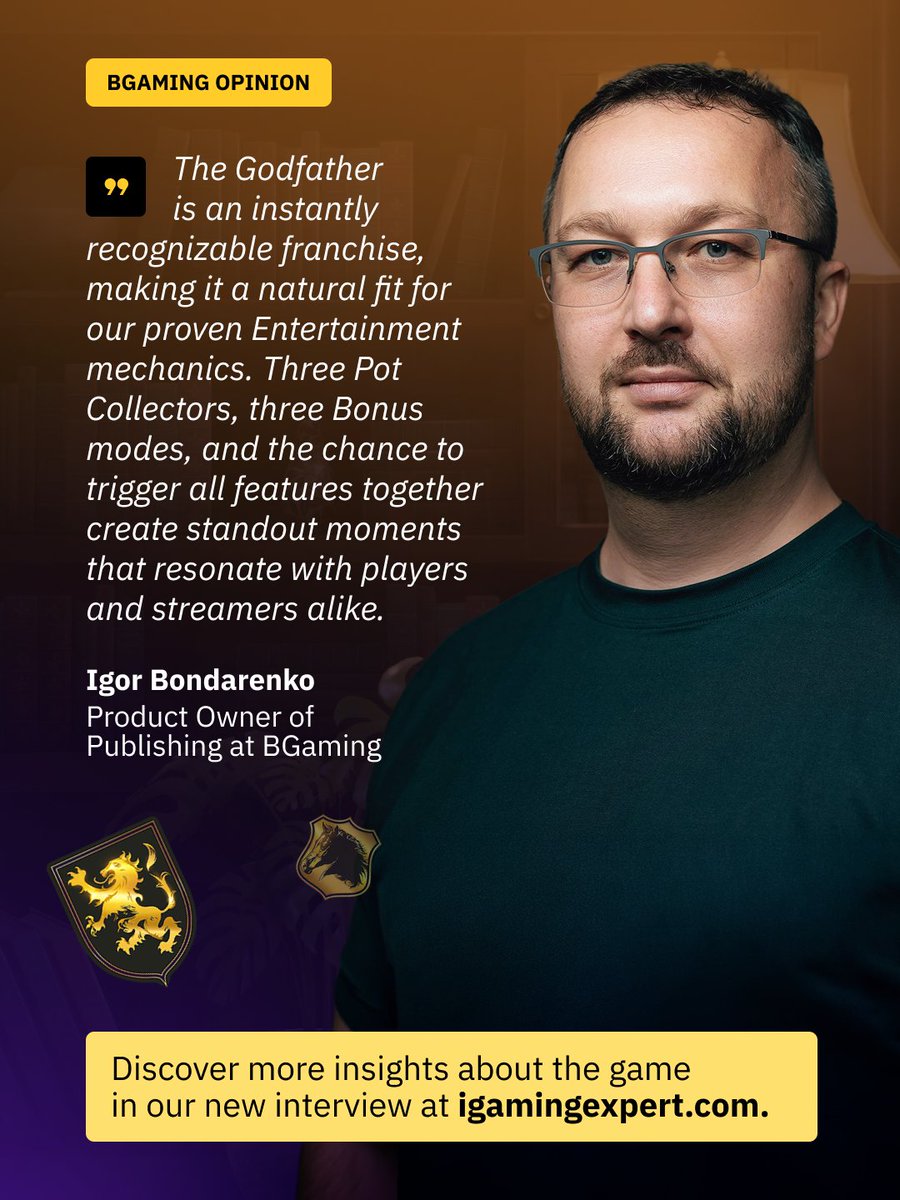 BGamingO's tweet photo. How do you turn an iconic film into a great game? 🎬
BGaming Product Owner, Igor Bondarenko, spoke with iGaming Expert about The Godfather: 3 Pillars of Power and how combining story, math, and 3 Collector mechanics leads to true player engagement.

Read the interview: https://t.co/F8n1zRGYng 

18+ | Please Gamble Responsibly
#BGaming #interview #TheGodfather3PillarsOfPower #iGaming