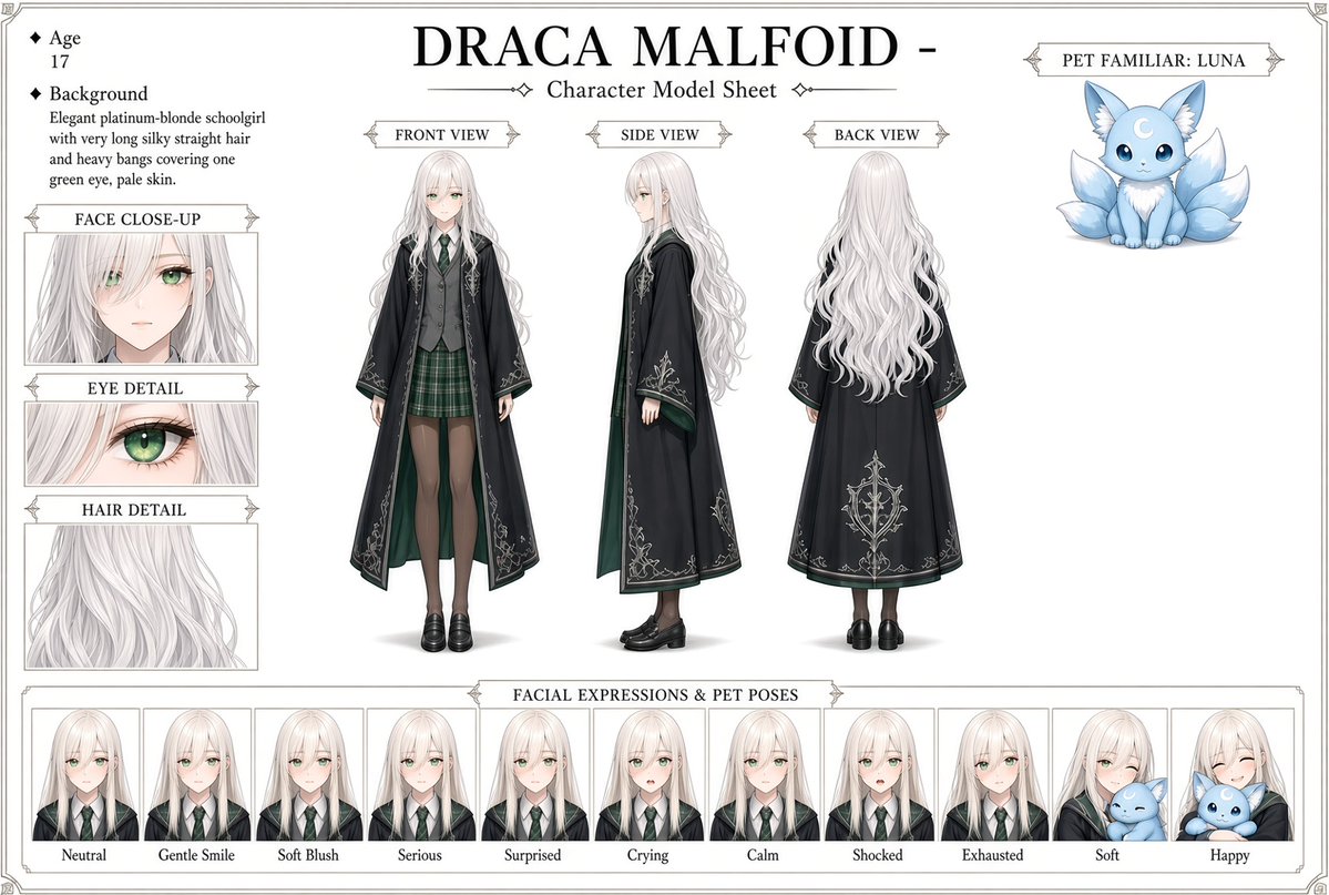 DreadLordAxton's tweet photo. Draca Malfoid ultimate cute tsudere feel free to use this model sheet https://t.co/YxgKtcFLjN