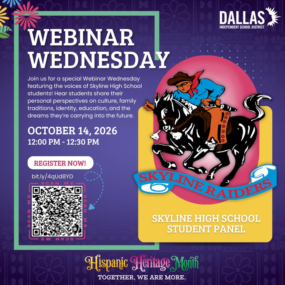 DISDOSI's tweet photo. Join us TODAY for a special Webinar Wednesday featuring Skyline High School students as they share their voices, celebrate their heritage, and reflect on the traditions! 

📅 October 14 | 12:00–12:30 PM
🔗 Register now: https://t.co/mpwgRqmBUz https://t.co/CDq4LNR4tL