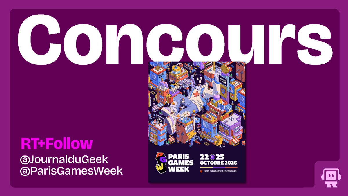 JournalDuGeek's tweet photo. 🎁#CONCOURS 🎁
Tentez de gagner des places pour la 15ème édition de la Paris Game Week qui se déroulera du 22 au 25 octobre !
👉RT &amp; Follow @journaldugeek + @ParisGamesWeek 
👉Découvrez le programme : https://t.co/B60LqG4gnE
Bonne chance ! https://t.co/739o4YSRgM