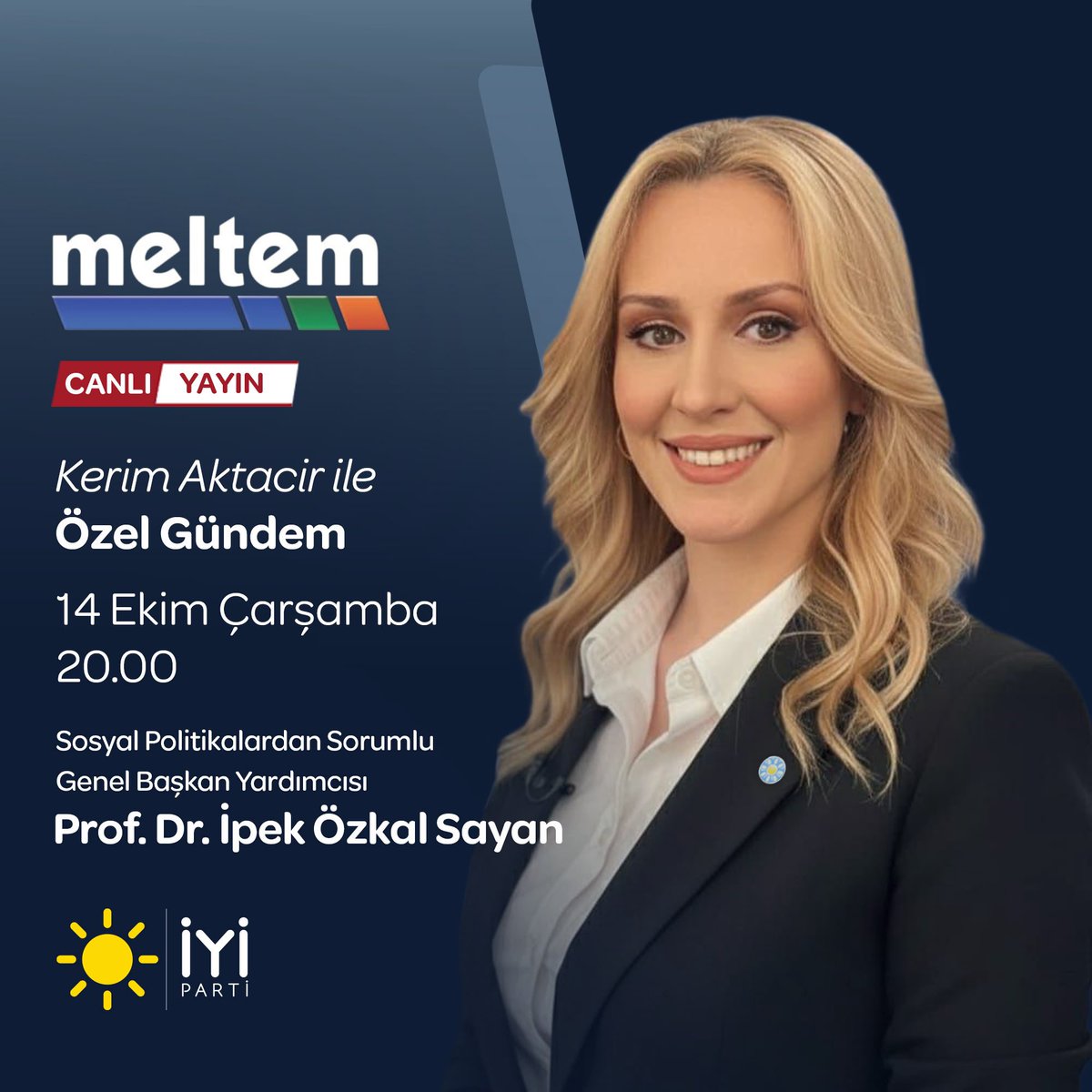 ipekozkal's tweet photo. Bu akşam Sayın @kerimaktacir’in sunduğu Kerim Aktacir ile Özel Gündem’in konuğuyum.
Saat 20:00’de görüşmek üzere…

@tvmeltem https://t.co/R3qg7UBrmB