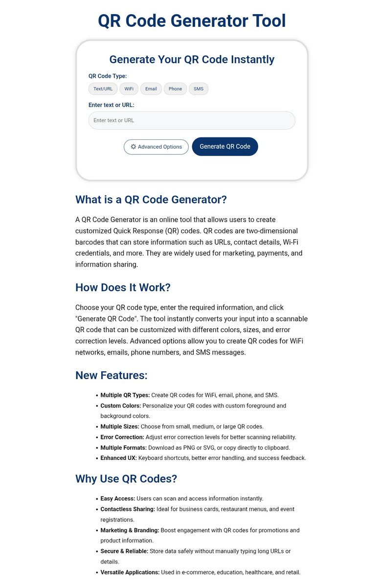 ocean_softwraes's tweet photo. Create QR codes in seconds!
Our QR Code Generator makes sharing information effortless. Generate QR codes for URLs, Wi-Fi, email, phone numbers, and SMS. Customize colors, choose sizes, and download in PNG or SVG
Simple, fast, and practical. Try it today!
#QRCode #FreeTools https://t.co/5tpMHhOW2D
