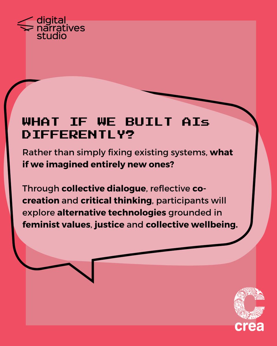 ThinkCREA's tweet photo. What if AI could be imagined differently? 

Swipe through to discover what the Institute is all about! 

📍 Bangkok, Thailand
📅 19–26 January 2027
⏰ Application deadline: 30 October 2026

Organised by CREA in collaboration with @cuhk_dns.

🔗 Apply now: https://t.co/QWbg4jtAlp https://t.co/eqh6ccrFcR