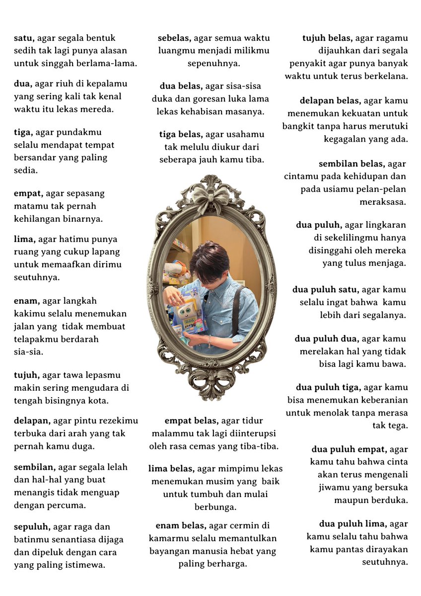 evanngobrol's tweet photo. Sayang, Aku Tulis dan Rapalkan Dua Puluh Lima Doa Ini Untukmu

HAPPY EVAN DAY 
#OverflowingLoveForEVAN 
#아로새겨_시작될_에반의_날
#EVAN #에반 @h_evva_n @evan_officialJP https://t.co/mOWVsXvXyB