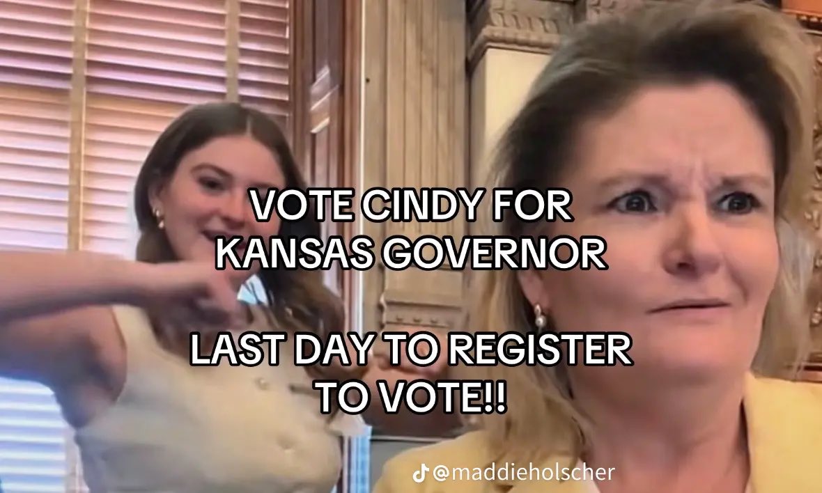 OrganizerMemes's tweet photo. The daughter of the Kansas Democrat running for governor responds to republican allegations of her practicing witchcraft on TikTok https://t.co/UTfLdEXUlP