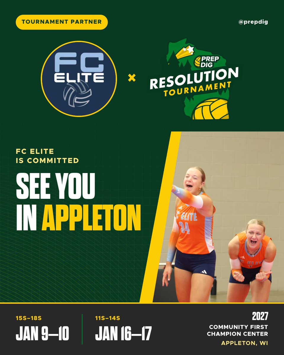 PrepDig's tweet photo. We are thrilled to announce @FCEliteVB as an official partner for the 2027 Prep Dig Resolution Tournament! Since 2019, FC Elite (a Top 100 club in the country) has been a cornerstone of PD events.

Ready to compete?!
15-18s: https://t.co/UAYsMuFbw7
11-14s: https://t.co/r2xMzBNHel https://t.co/Ov7jepx7Zu