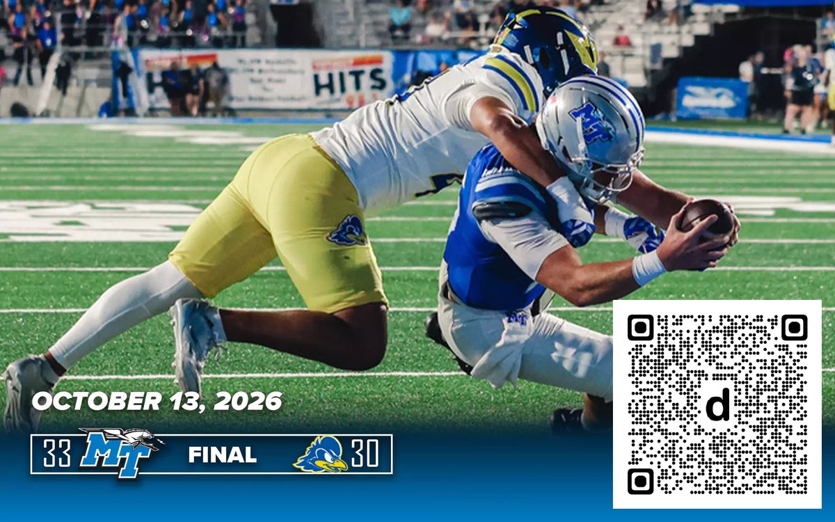 DicksonSource's tweet photo. MTSU Rallies Late to Edge Delaware 33-30 dicksoncountysource.​com/mtsu-rallies-late-to-edge-delaware-33-30/ https://t.co/6drt3zOaxM