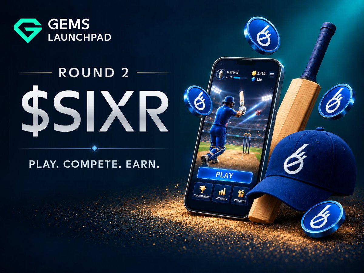 Gems_Launchpad's tweet photo. Round 2 of @SIXR_cricket is about more than owning a token. 🏏

The $SIXR token powers the SIXR ecosystem:
🎮 Premium game modes & tournament access.
💰 Staking & rewards.
⭐️ Exclusive content.
💎 VIP access & cricket-star experiences.
🛍 Collectibles & in-game assets.
🗳 Governance.

Play. Compete. Earn. Get closer to the stars you grew up watching.

Get in on @Gems_Launchpad: https://t.co/8BAXpR8y2B