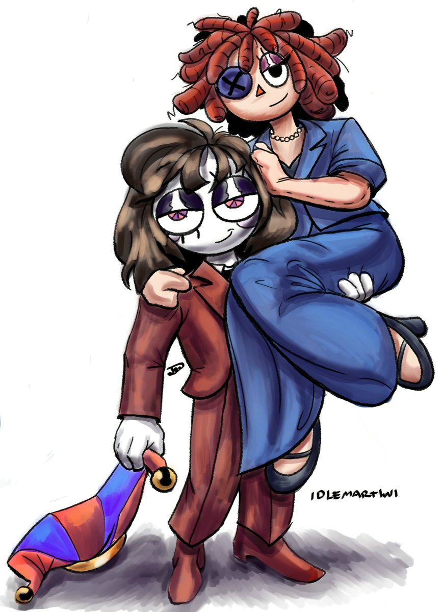 IdleMartini's tweet photo. Jesterdolltober Day 4+5: Famous Couple w/ Suits - Bonnie and Clyde. My laziness and undiagnosed ADHD have led me to a genius idea to combine both days into one for maximum efficiency 🧠🧠🧠 https://t.co/I0SPrmxs77