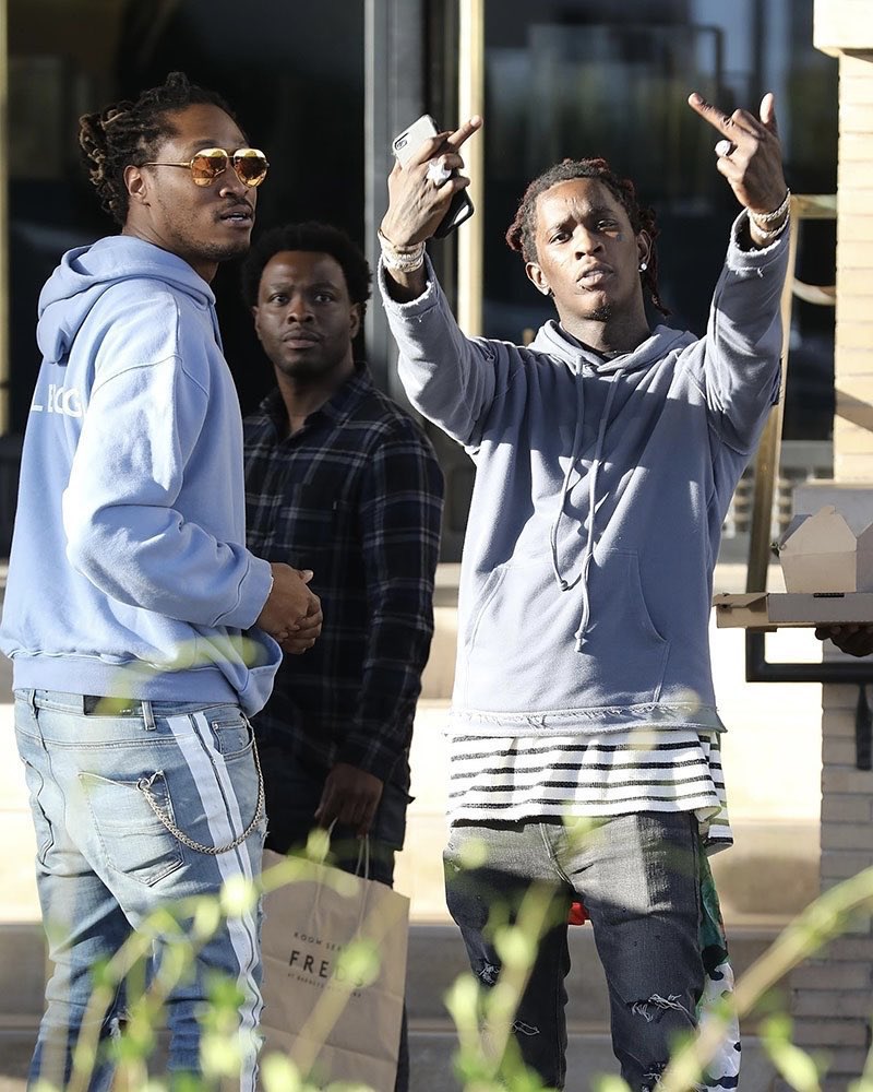 RapWikip's tweet photo. 9 years ago today, paparazzi spotted Future &amp; Young Thug and asked what they were working on…

This was their response 😭 (2017) https://t.co/witTt4l3iK