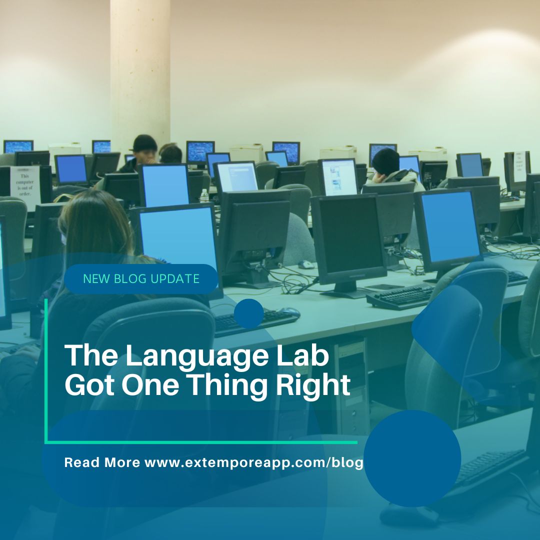 ExtemporeApp's tweet photo. The lab was built on a simple idea. Students need to hear and speak the language constantly, and a teacher needs a way to listen in. That idea remains correct; we simply no longer need a dedicated room, a six-figure budget, or a sign-up sheet to act on it.

Read more 🔗 https://t.co/fSL6KAV10V 
#languagelab #languageteaching #interpersonalspeaking