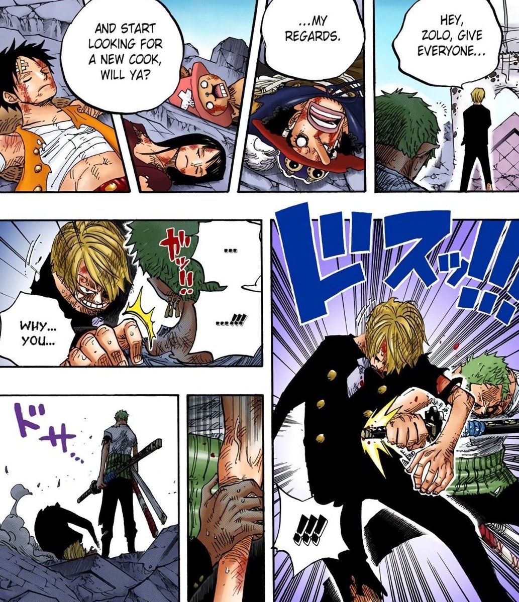 SIEEPER_ZZZ's tweet photo. #سبويلر_ون_بيس 
#ONEPIECE1196
 الفانز لا يدرون أن زورو ديماً يتعرف ويعبر بصراحة عن كرهه لميل سانجي في التعامل مع كل شيء لحاله، ولكن حالياً، هو الأول اللي يعلن بثقة أن سانجي سيجد هويته الذاتية ويقتل فرسان مقدسًا.
#ONEPIECE 
#ONEPIECE〜 https://t.co/cSNCqrADRb