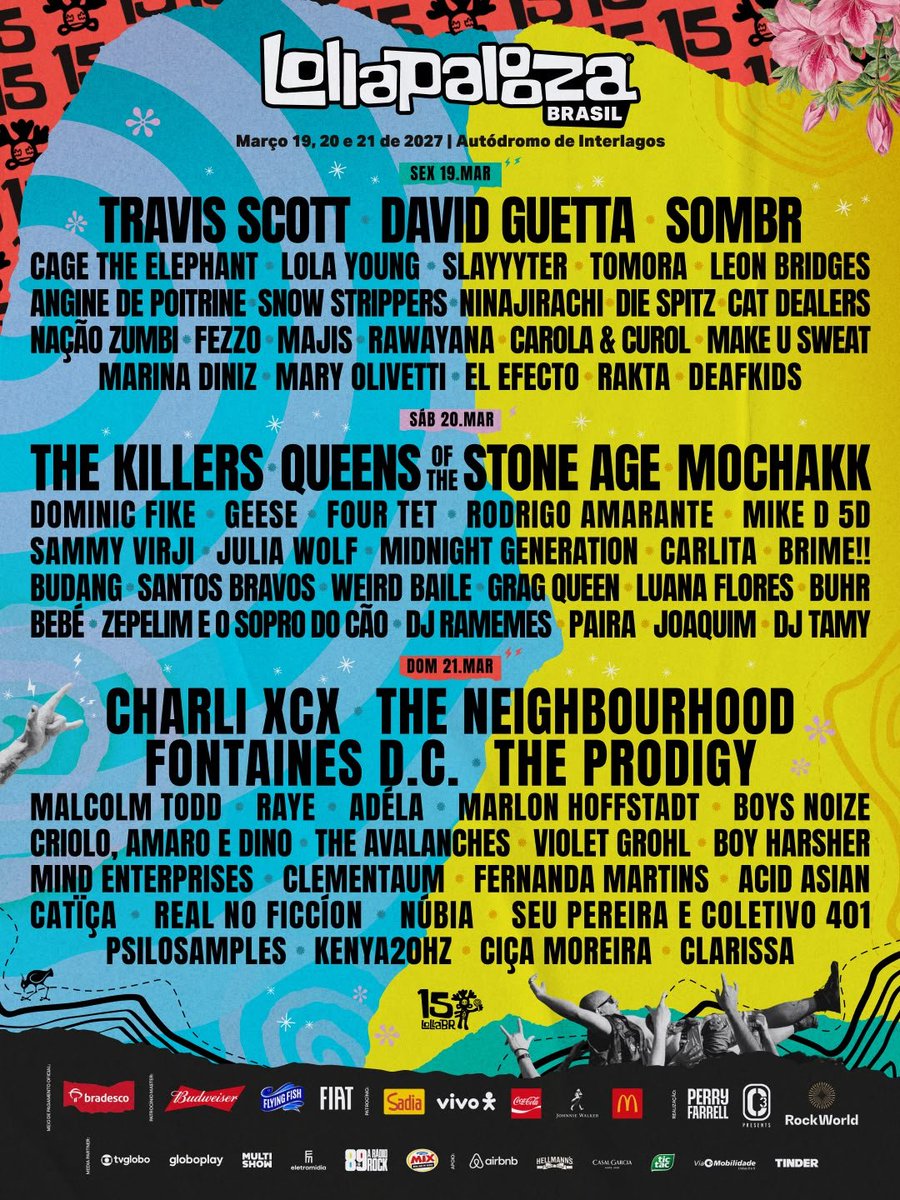 updatecharts's tweet photo. Lollapalooza BR divulga o line-up POR DIA para 2027. https://t.co/slyx5mPC8t