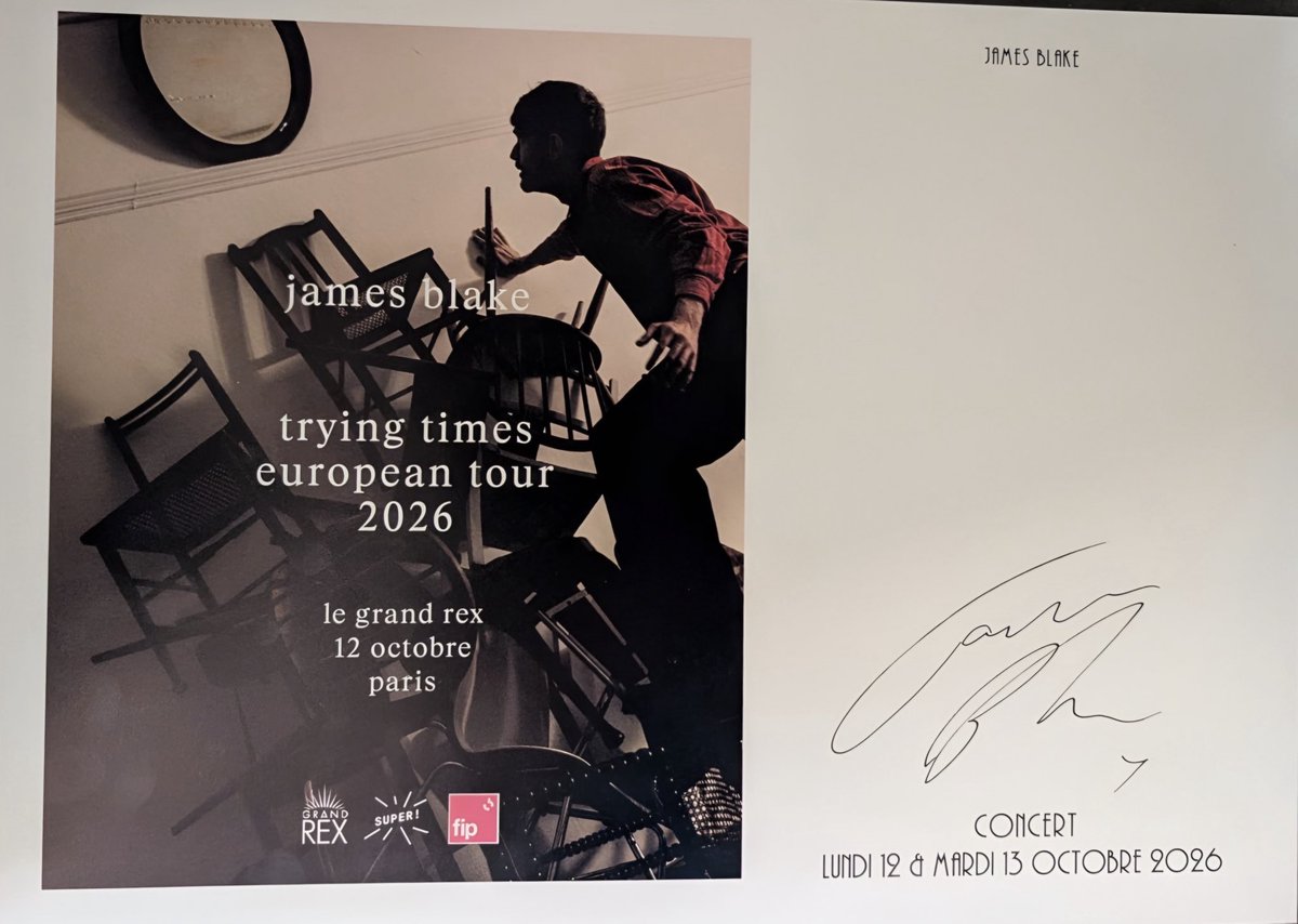 RexStudiosParis's tweet photo. Après deux concerts à guichets fermés au #GrandRex, James Blake nous laisse un joli souvenir de son passage ! ✨

Merci à lui pour cette signature qui rejoint la collection de Rex Studios. 🖊️ https://t.co/a0jpghSRDD