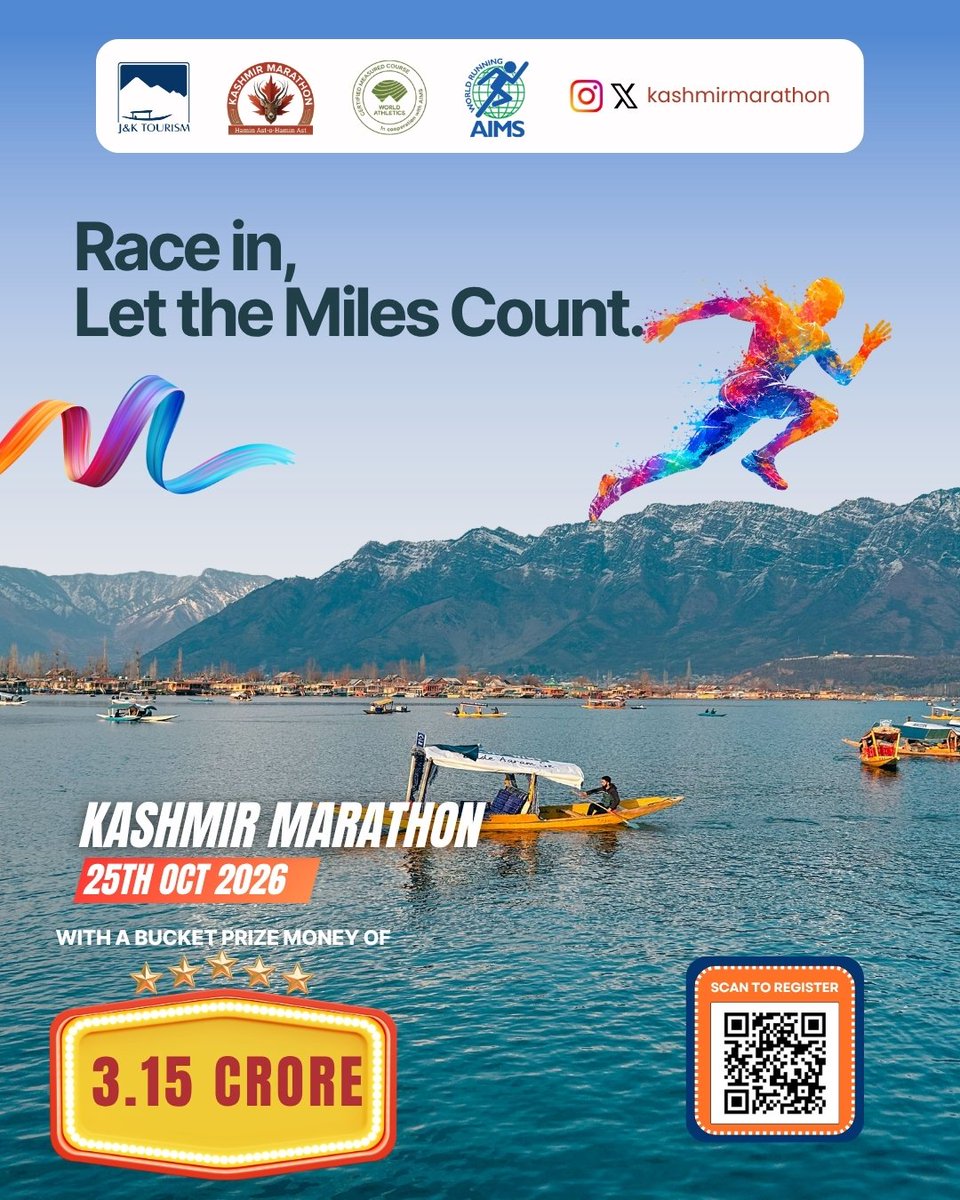 JandKTourism's tweet photo. #KashmirMarathon2026 
#KashmirTourism 
#TraverseWithTrust 
Register Now👇Last Date 15/10/2026
https://t.co/lKbWhzDvkF https://t.co/jjSq7EwkGZ