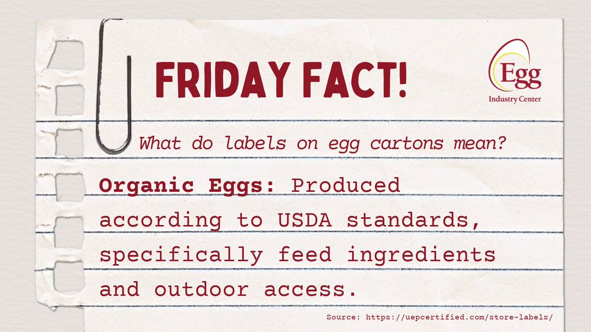 EggIndustryCntr's tweet photo. Seeing the USDA Organic seal on your egg carton? 💭 Friday Fact: That label guarantees the eggs were produced under strict USDA standards: using organic feed and provision of access to the outdoors. #FridayFacts #KnowYourFood https://t.co/OjngPbVunn