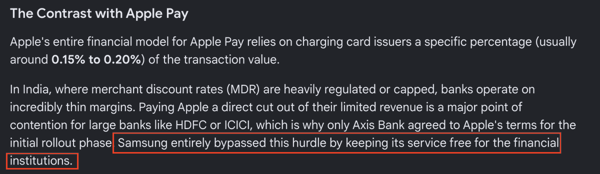 iamsgxd's tweet photo. So this is the reason Apple Pay is not yet supported by most banks in India. https://t.co/KBgmyAnEZX
