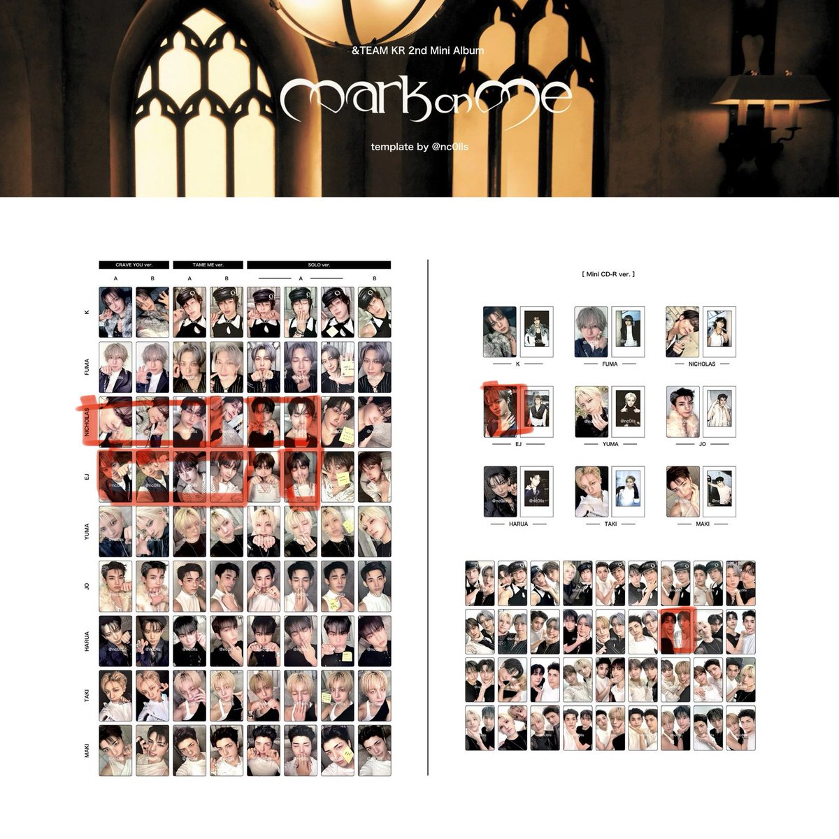 juily_ju's tweet photo. &amp;TEAM Mark on Me MOM トレカ交換

譲　画像1枚目K,FUMA,YUMA,JO,HARUA,TAKI,MAKI

求　画像2枚目　EJ,NICHOLAS

異種可⭕️
過去トレカ⭕️

11月16日オフイベ手渡しor郵送希望です🎶お気軽にお声掛けください🙇‍♀️

＃andteam交換 ＃andteam譲 https://t.co/t51py586Li