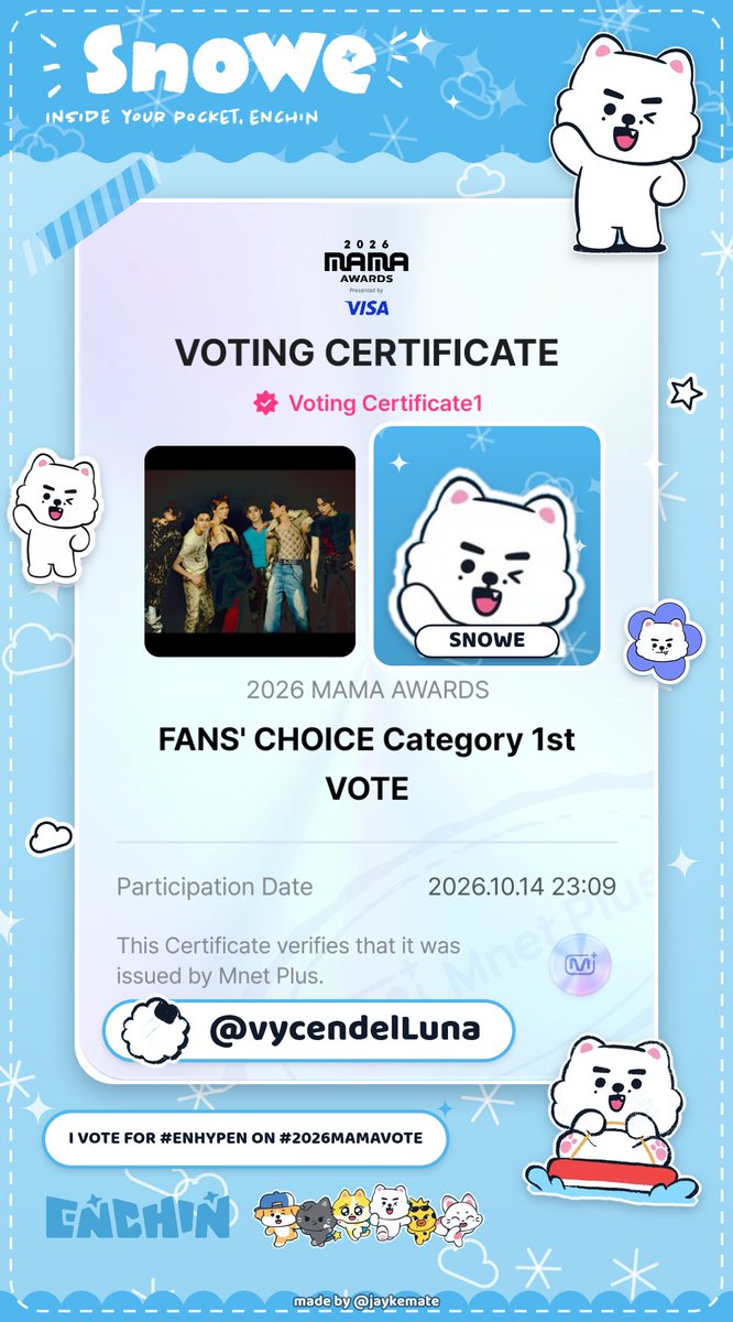 VycendelLuna's tweet photo. ⋇⋆✦⋆⋇　IT'S D-4 Y'ALL 🔥⋇⋆✦⋆⋇　
             ❃RESET TIME !❃

My vote goes to #ENHYPEN on #2026MAMAVOTE 
1 RT - 1 vote
1 reply- 1 vote https://t.co/wq4ZzIEkQS