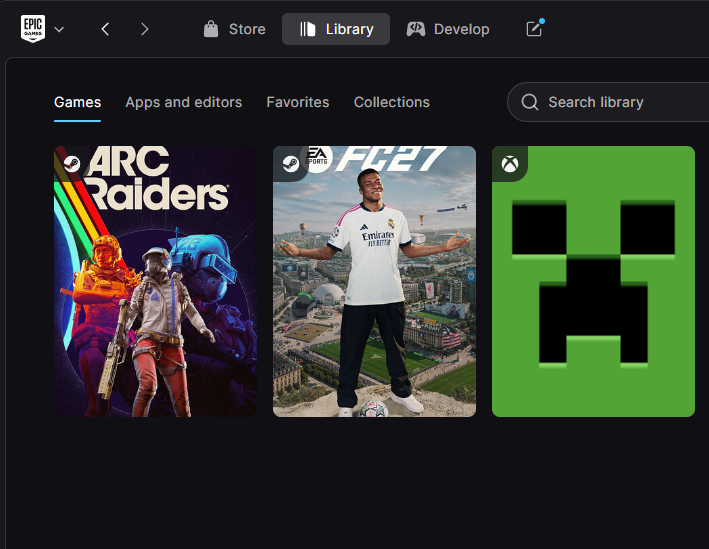 HYPEX's tweet photo. The new Epic Games Launcher finally shows your games from other launchers on your PC, like Steam, Xbox &amp; more.. https://t.co/ylrxFMAQy6