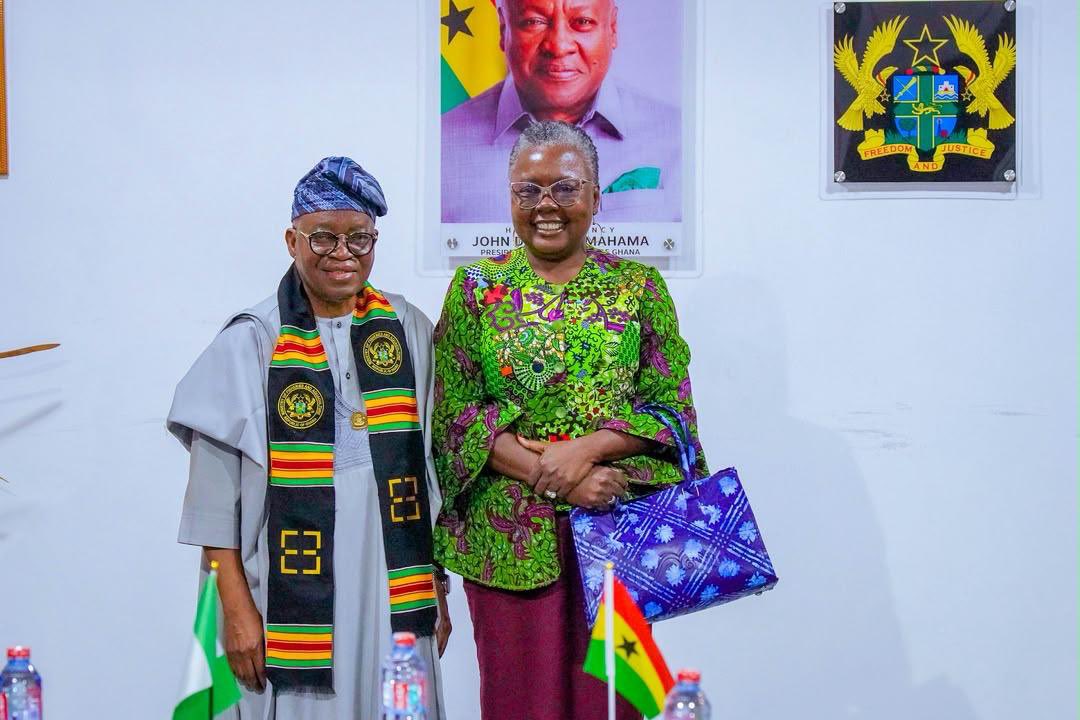 Premium_IDAN's tweet photo. Today in Accra, the Hon. Minister of Marine and Blue Economy @GboyegaOyetola met with Ghana’s Minister for Fisheries and Aquaculture Development, Hon. Emelia Arthur, in Accra to strengthen bilateral cooperation on fisheries governance, vessel authorisation and the fight against Illegal, Unreported and Unregulated (IUU) fishing.

Nigeria is leading the charge on vessel verification and regional cooperation through  the Fisheries Committee for the West Central Gulf of Guinea (FCWC).

In his capacity as President of the FCWC, the Honourable Minister also visited the Committee's Secretariat in Tema, where he met with the Secretary General,
Dr. Antoine Djihinto, and commended the progress recorded over the past year.

He also reaffirmed his commitment to working with all six member states to strengthen regional fisheries governance, protect marine resources and build a sustainable and prosperous blue economy.

From securing our waters to protecting fishermen's livelihood Oyetola is delivering.

#MarineAndBlueEconomy