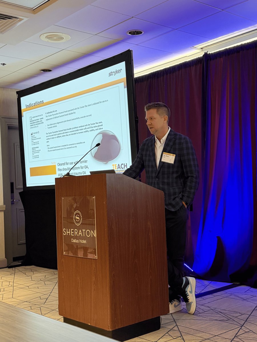 BrianHillMD's tweet photo. This past weekend, Dr. Brian W. Hill was in Dallas teaching fellow surgeons about pyrocarbon hemiarthroplasty, a #shoulderreplacement option for younger, athletic patients who want to stay active.🎓
#BrianWHillMD #shouldersurgeon #palmbeachorthopaedicinstitute #PyrocarbonShoulder https://t.co/uGeYOwhqNX