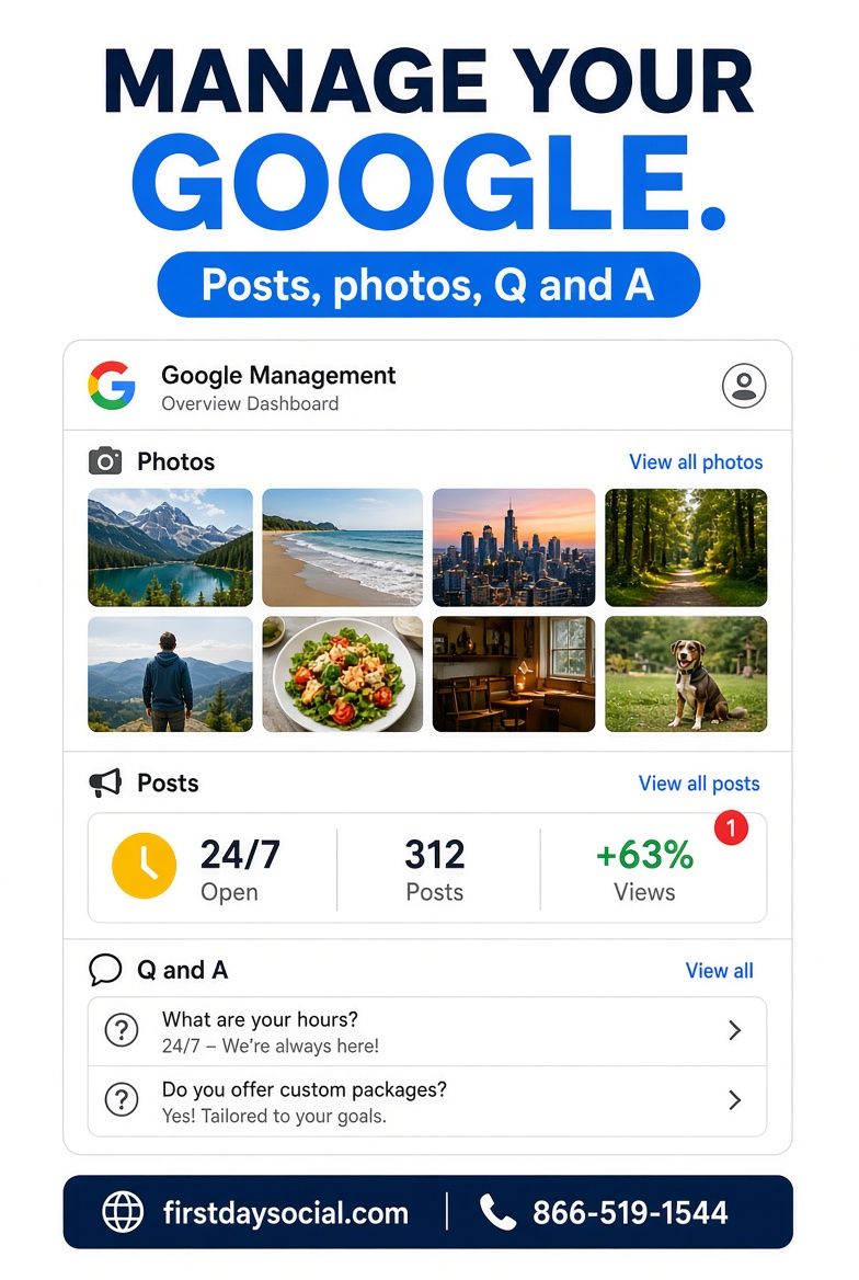FirstDaySocial's tweet photo. Effective Google management requires more than occasional updates. We actively optimize profiles, publish content, and improve visibility to help businesses stand out in local search results. https://t.co/5X3D86oFn6 #GoogleManagement #LocalSEO #BusinessGrowth https://t.co/IptXkTSVGU
