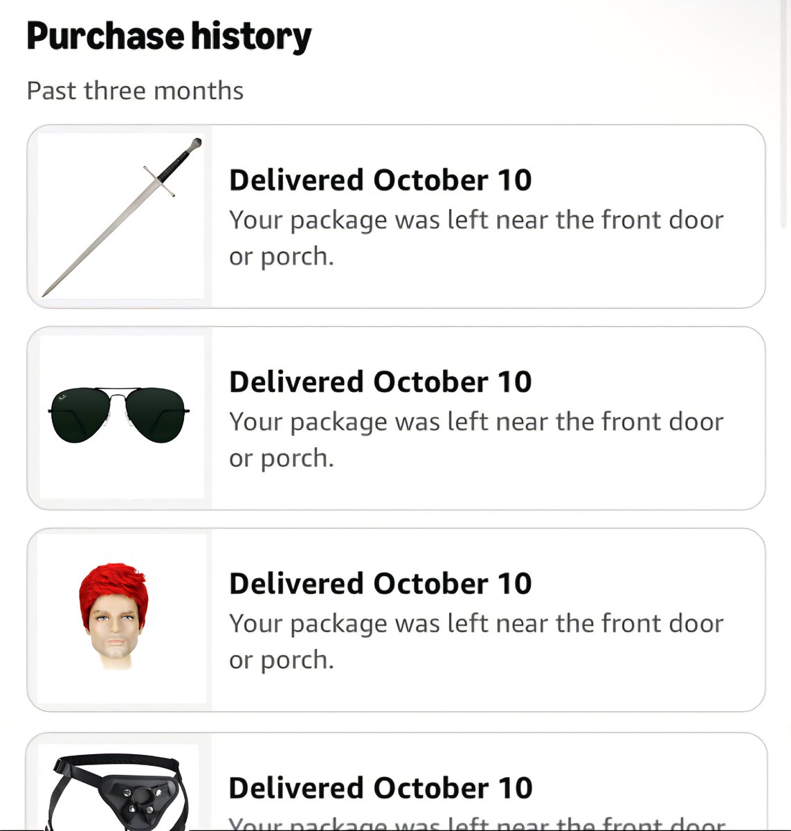 campyrrhic's tweet photo. hope whoever stole my amazon package was also planning to be gideon nav for halloween https://t.co/nQQgKXZHhX