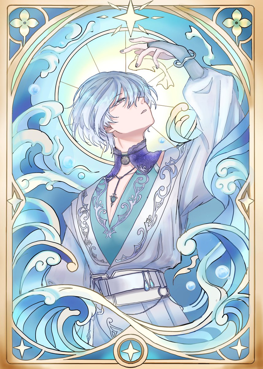 AKARIHYOUKO's tweet photo. Made a tarot looking card of our beautiful siren 🫧🩵#Canversea #Evershots https://t.co/OZq7rEY4iQ