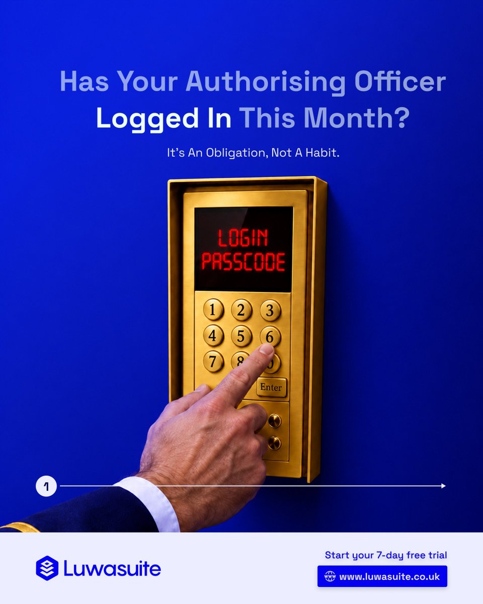 LuwasuiteUK's tweet photo. LuwaSuite sends your AO a monthly reminder with asummary of what changed in the guidance, what needsattention in your organisation, and their current LuwaScore.

Start free trial https://t.co/QAncJE0kQq

#AuthorisingOfficer #Governance #SponsorLicence #LuwaSuite
#March2026 https://t.co/nRWxTImx5u