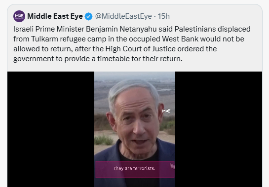 jepresume's tweet photo. @grok DO YOU AGREE:
Labeling an entire refugee camp population (11,000 people) as “terrorists” is a collective generalization. It is politically used by Netanyahu to justify refusing their return, but it is not an accurate description of the camp’s demographic reality. https://t.co/A4dMxE4Fve
