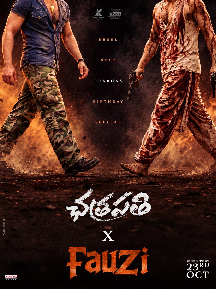 Chatrapathi4K's tweet photo. Silver Screen Will Witness Two Versions of Prabhas Anna ❤️‍🔥❤️‍🔥

Rebel star × India's Biggest Super Star 👑

It's going to be a feast for every Prabhas Anna fan 💥 💥

#Fauzi content will be attached to #Chatrapati4K 

Re-Releasing by @KailashFilms https://t.co/ppBdN34Vxw
