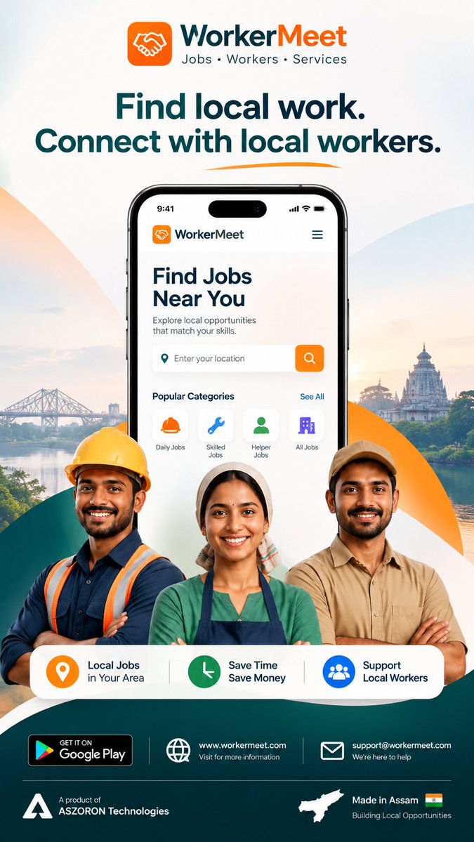 iftarul_hasan's tweet photo. From an idea to a vision I believe in. 🚀🧡
@Workermeet is more than just an app for me. It’s a mission to connect people looking for work with those who need reliable workers.

I believe talent deserves opportunities, and every hardworking person deserves a chance to grow.

Building something meaningful takes time, courage, and consistency. This is just the beginning of the journey.

Proud to be building WorkerMeet under @Aszorontech  with roots in Assam and a vision to create opportunities for people everywhere. 🇮🇳

One step at a time. One opportunity at a time.

WorkerMeet — Find Work. Hire Local.

🌐 https://t.co/VIoWsPyaKv

#FounderJourney #WorkerMeet #StartupIndia #Entrepreneurship #MadeInAssam #BuildingInPublic