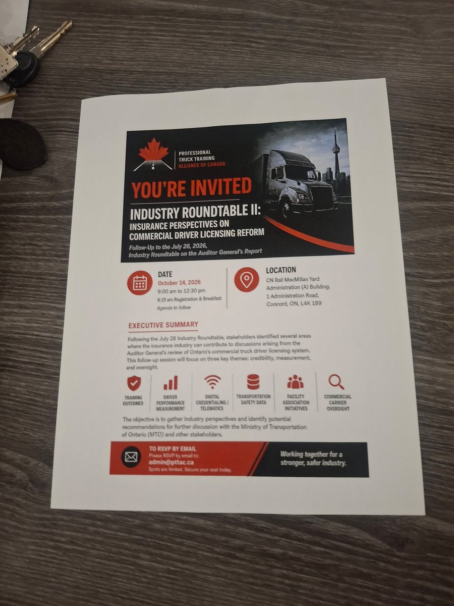 privatefleets's tweet photo. Today, PMTC President @mikecm77  &amp; Chairwoman Angela Munsterman attended @PTTAC_Canada's Industry Roundtable event, where industry leaders gathered to discuss insurance perspectives on commercial driver licensing. A huge thank you to @CNRailway for hosting today's event! https://t.co/5hGAvJcWEV