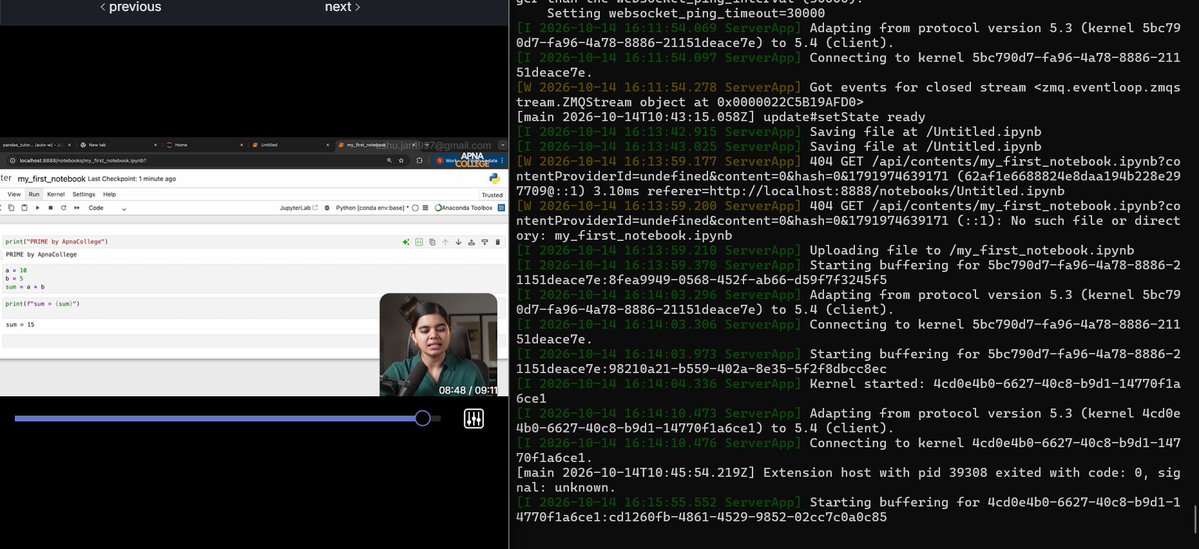 codeak07's tweet photo. Day 42 of #100DaysOfCode 🚀

Today’s progress:

Completed the Jupyter Notebook installation and got it running

Worked on a project file and wrote functions for: ----Data cleaning
--Data correction
#Python #100DaysOfCode #Jupyter #LearnToCode #CodingJourney https://t.co/o2iswqSPuX