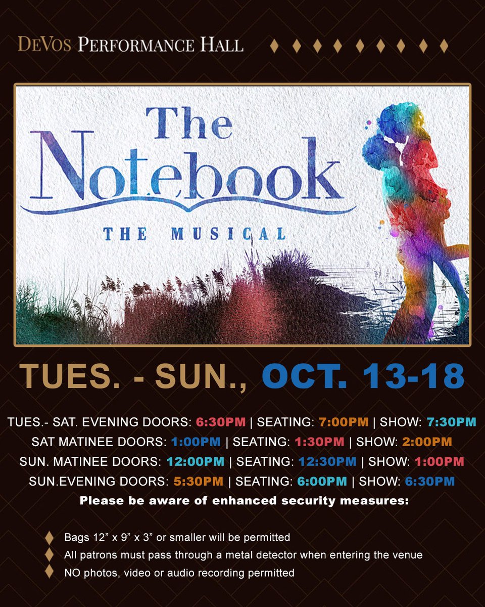 DeVosPerfHall's tweet photo. Here's what you need to know before The Notebook! https://t.co/4h40pCEc8F