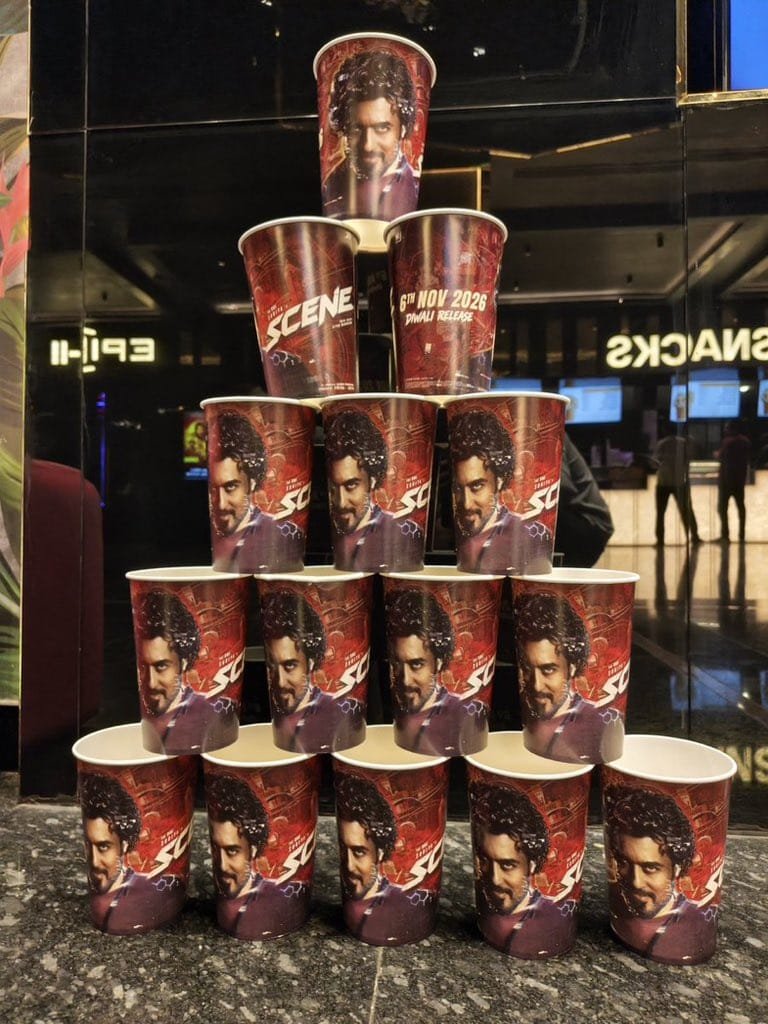 rameshlaus's tweet photo. The #SCENE fever is spreading across Tamil Nadu! 🔥🍿

Special POPCORN TUBS featuring #Suriya's #SCENE have reached major theatres across the state ahead of #Jailer2! 💥

A unique promotional move to build the excitement on the big screens! 🎬❤️‍🔥 https://t.co/syc7WI3FpY