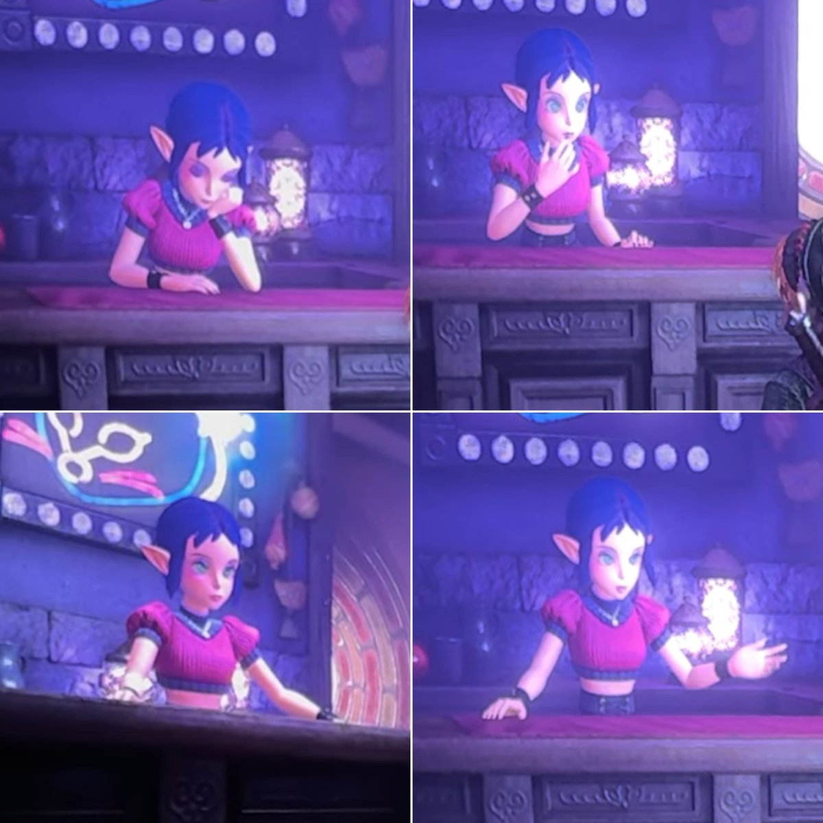 Thenightstarise's tweet photo. Our first look at the Bombchu shop girl in the remake!!

Baddie!!! 💜 https://t.co/xFwVzGEIh8