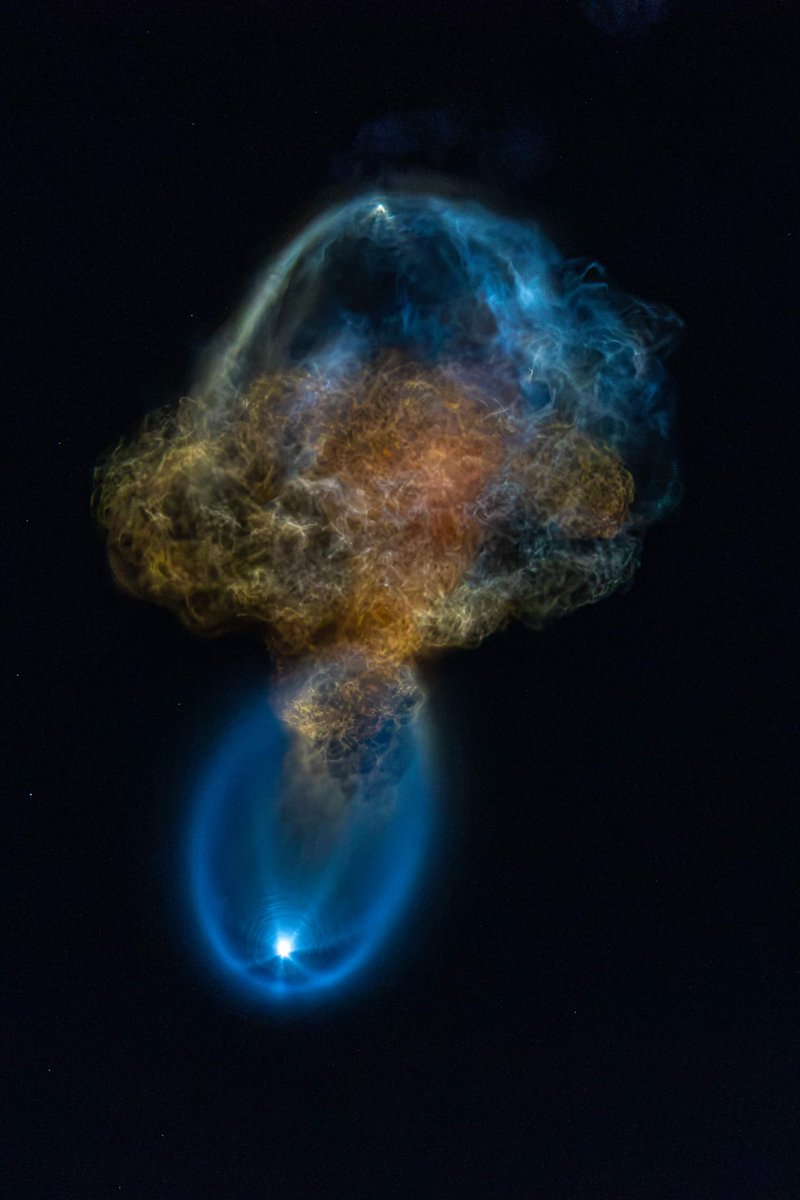 EmbryRiddle's tweet photo. When a SpaceX launch creates a "space jellyfish" over the Florida sky. 🚀

Captured by @ERAU_Daytona student photographers Jayden Vaughan and Brandon Badraoui from The Avion, these views showcase what it means to study right next to the heart of space exploration.

#GoERAU https://t.co/PJDmcawyrJ