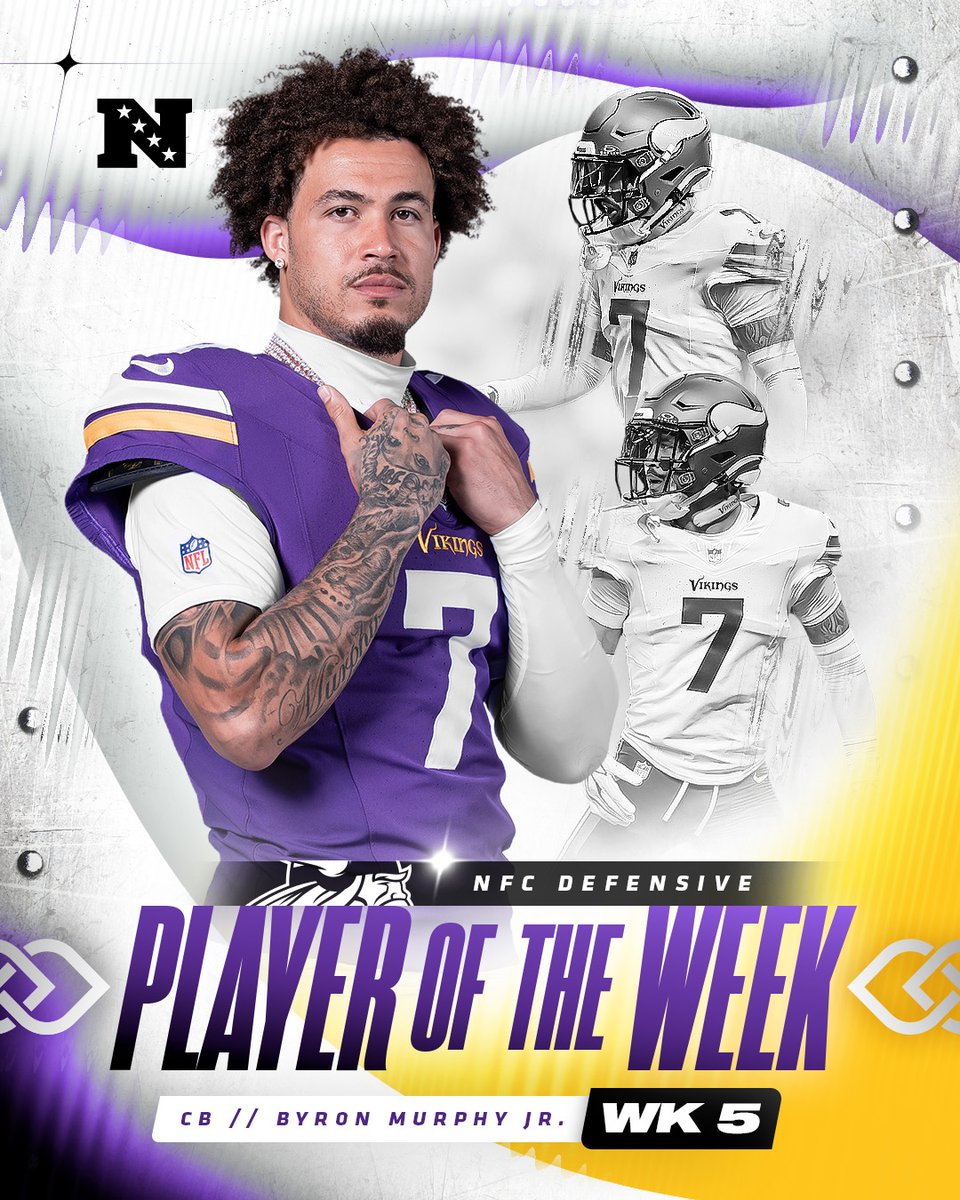 Vikings's tweet photo. MURPH!

@byronmurphy has been named NFC Defensive Player of the Week after his 2-INT performance in New Orleans. 

📰: https://t.co/MMez61Nttp https://t.co/rdaLBLKrXu