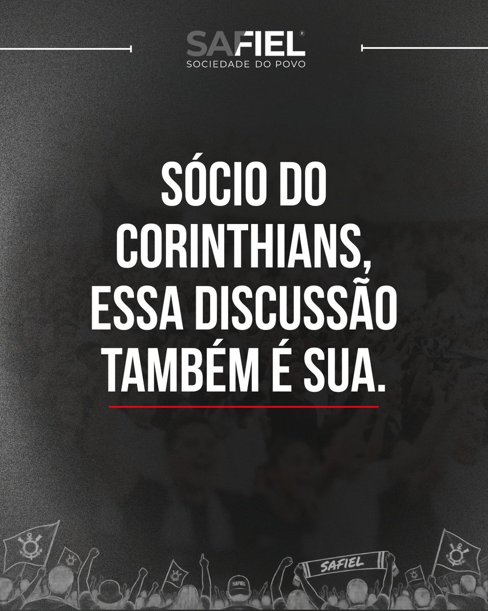 Safiel_1910's tweet photo. As decisões sobre o futuro do Corinthians não envolvem apenas o que acontece dentro de campo.

Envolvem gestão.
Patrimônio.
Dívidas.
Governança.
Planejamento para os próximos anos.
Quem é sócio do clube tem um papel importante nessa discussão.
Conheça a proposta da SAFiel.
Entenda. Questione. Participe.
