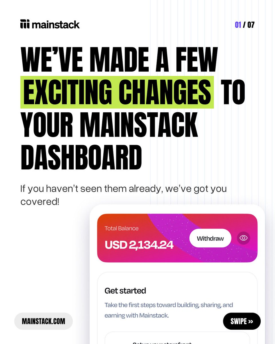 themainstack's tweet photo. Your Mainstack experience just got better🤗

From an improved homepage and dedicated analytics to more product options, we’ve made a few upgrades to help you do more with your business😉 https://t.co/gjPOcsY6Yl
