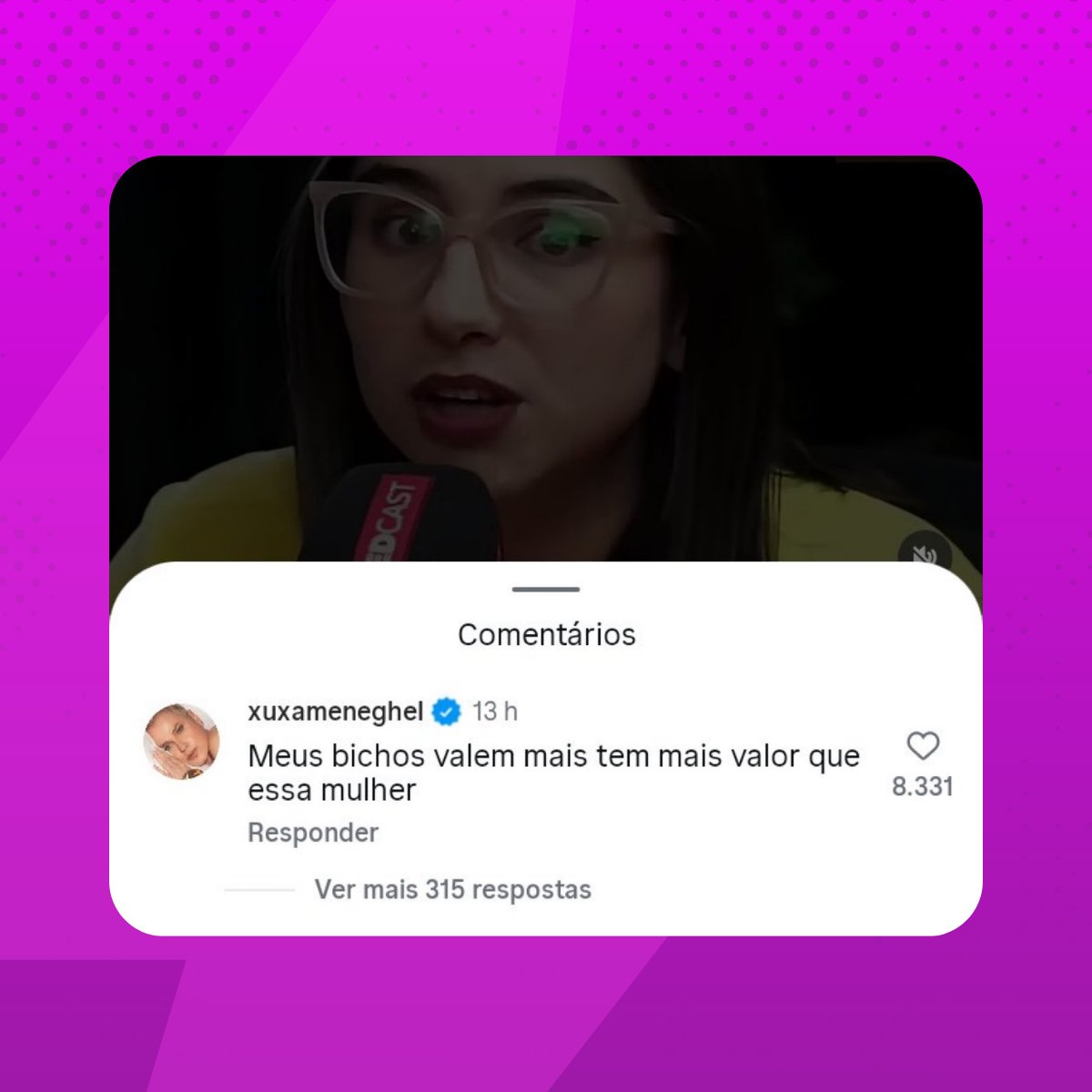 poptime's tweet photo. Xuxa DETONA Eduarda Campopiano após ela falar que animais têm 'menos valor' que o ser humano:

"Meus bichos valem mais e tem mais valor que essa mulher." https://t.co/OMDuLJMuYP