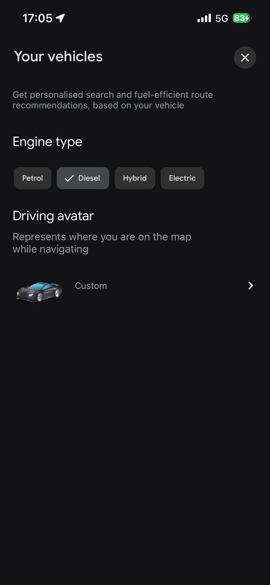 goingtoremoveus's tweet photo. my car is set to diesel on google maps but it still shows petrol when i search. what a stupid change, doesn’t even work properly

andy u retard just kill fuel duty https://t.co/wWTo7tjA7e