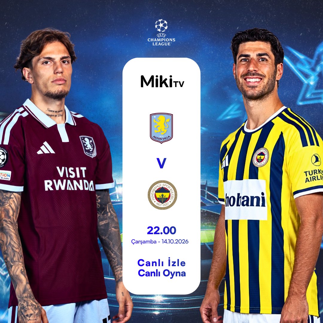 mikisportv's tweet photo. ASTON VİLLA 🆚 FENERBAHÇE
📺 HD KALİTESİNDE CANLI İZLEMEK İÇİN MİKİSPOR TV’DE! 🔥
Maç heyecanını HD kalitesinde kaçırma!
LİNK:https://t.co/QUjpQd6wmK
#Fenerbahce #FBvAVFC #AstonVilla #SampiyonlarLigi #UEFAChampionsLeague #UCL Kante Asensio Murigi Grenwood N. Jackson Kerem https://t.co/swLaqUqBfj